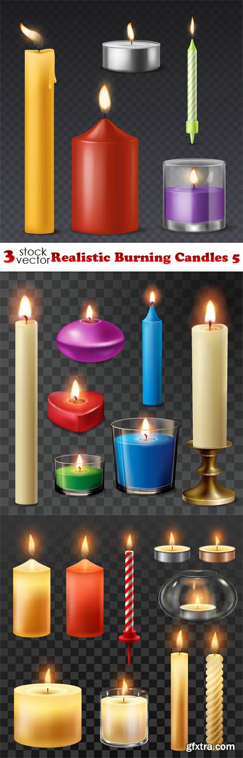 Vectors - Realistic Burning Candles 5