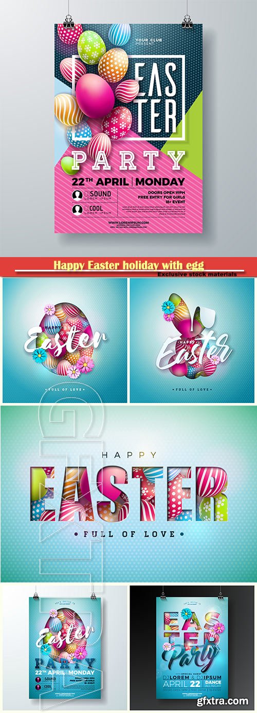 Happy Easter holiday with egg and spring flower vector illustration # 5