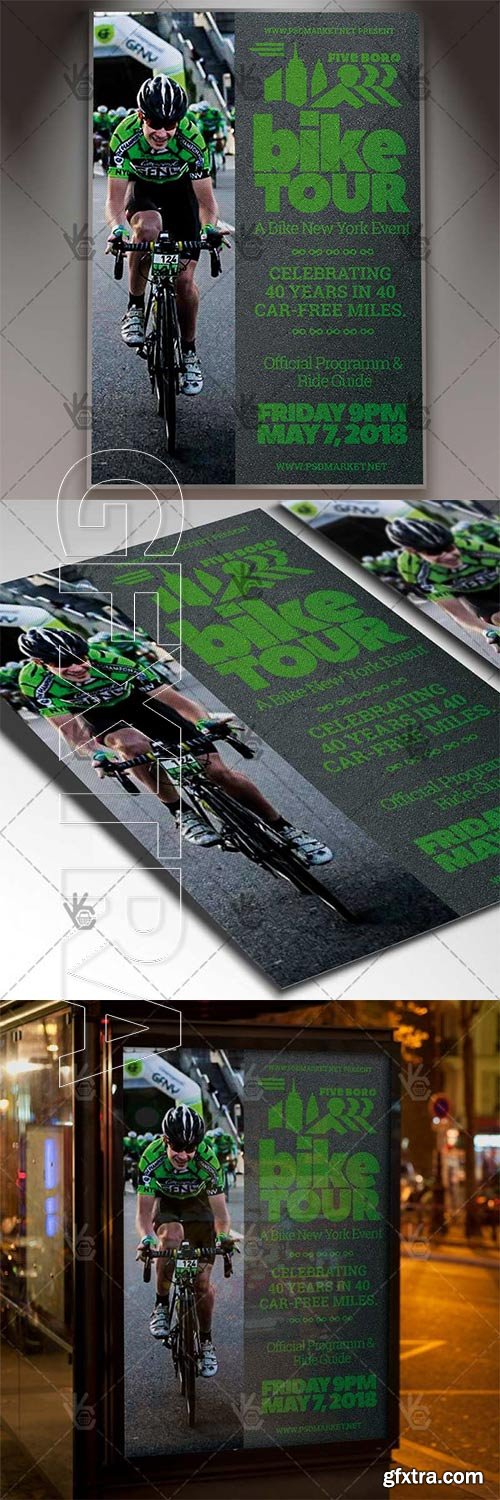 Five Boro Bike Tour Flyer – Sport PSD Template