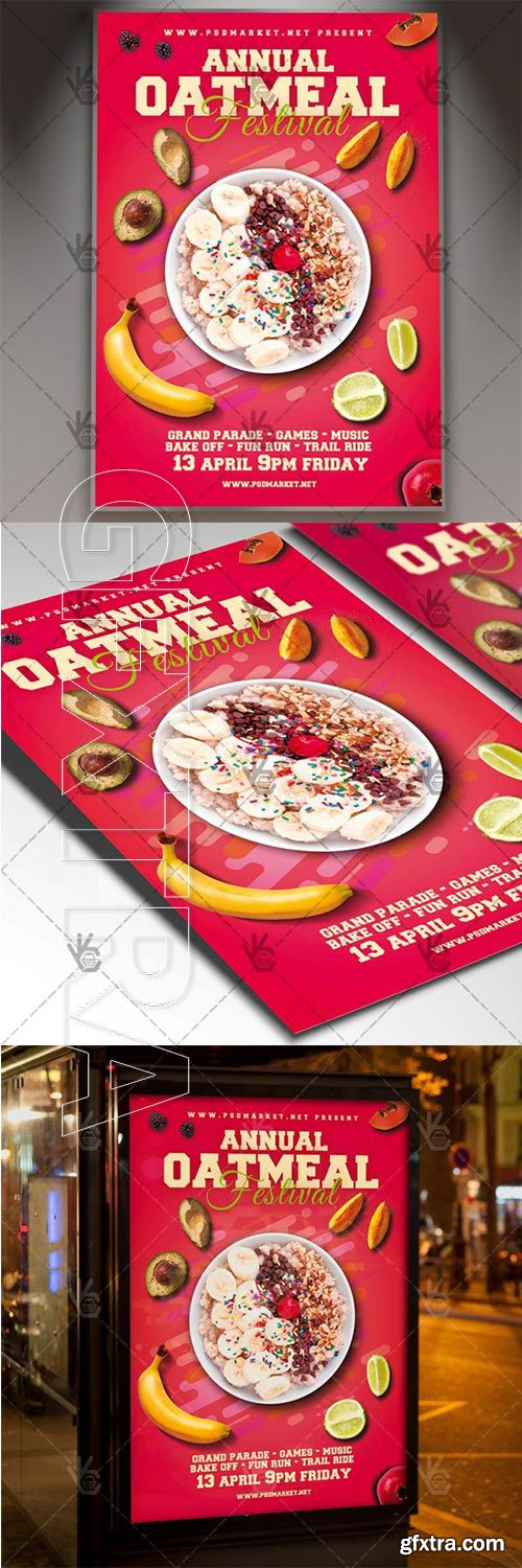 Oatmeal Festival Flyer – Food PSD Template