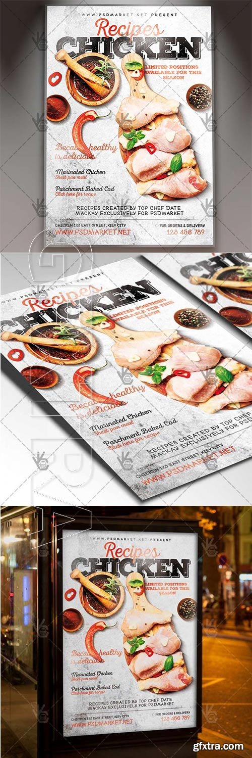 Chicken Recipes – Food Flyer PSD Template