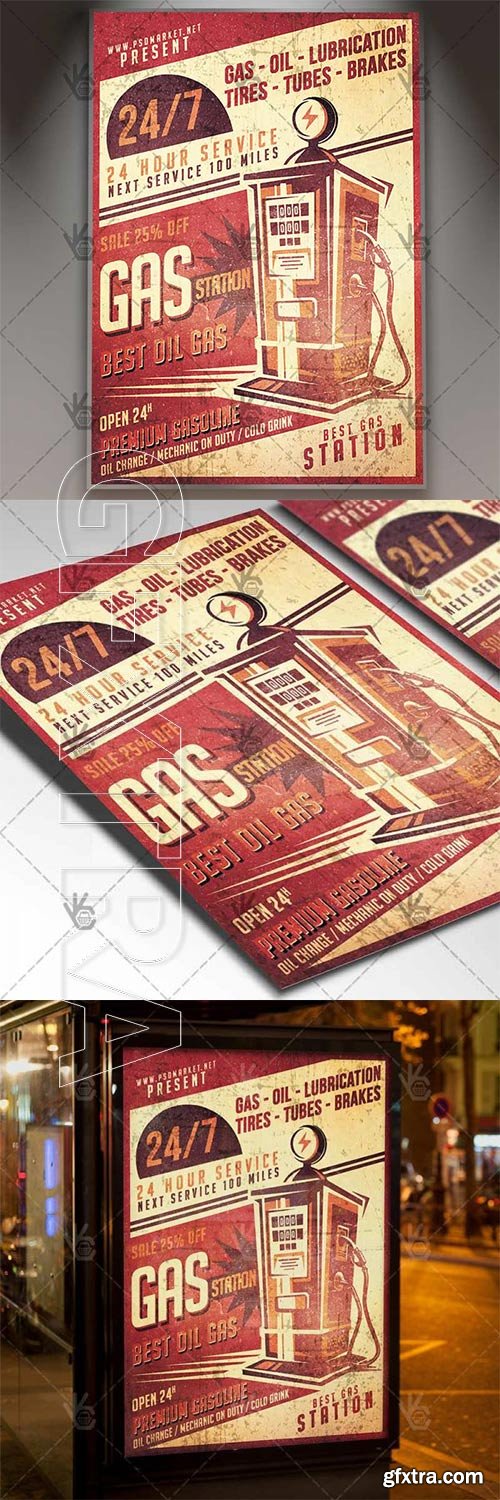 Vintage Gas Station – Business Flyer PSD Template