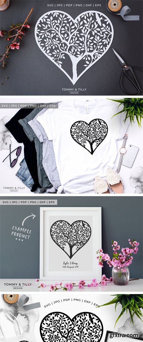 Designbundles - Heart Tree - Papercut Template 214570