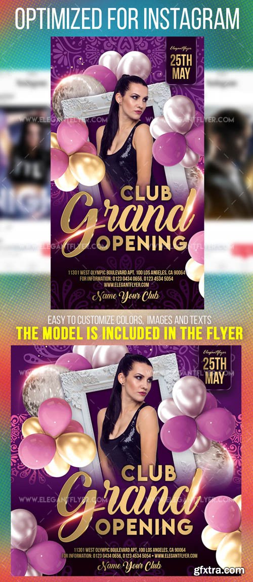 Club Grand Opening V7 2019 Instagram Stories Template in PSD + Post Templates