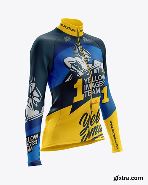 Women’s Cycling Thermal Jersey LS mockup (Half Side View)