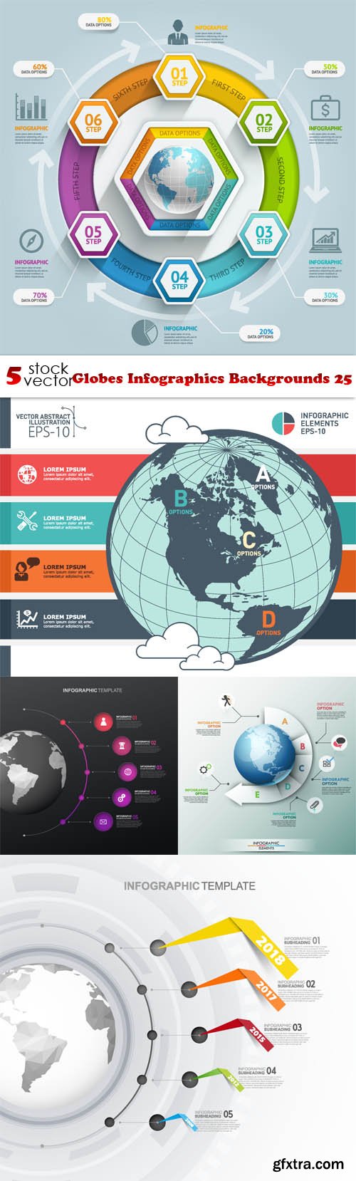 Vectors - Globes Infographics Backgrounds 25