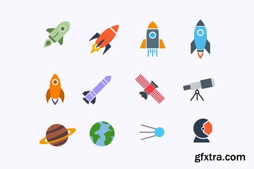 12 Rocket Space Icons
