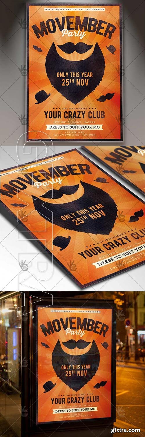Movember Party – Seasonal Flyer PSD Template