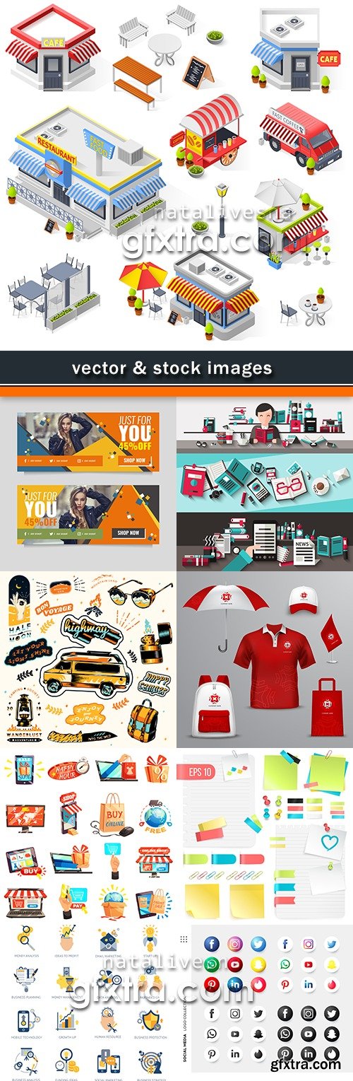 Business vector illustrations collection different subjects 35