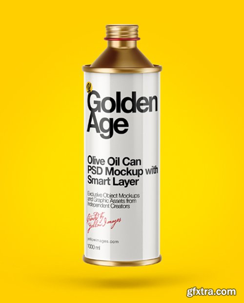 1L Olive Oil Metal Bottle Mockup