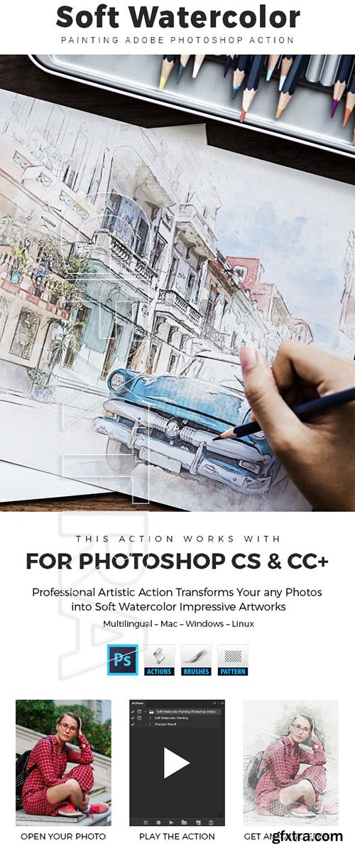 GraphicRiver - Soft Watercolor Painting Photoshop Action 23632531