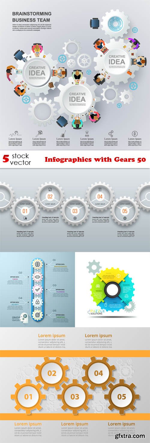 Vectors - Infographics with Gears 50