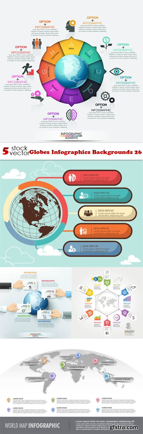 Vectors - Globes Infographics Backgrounds 26