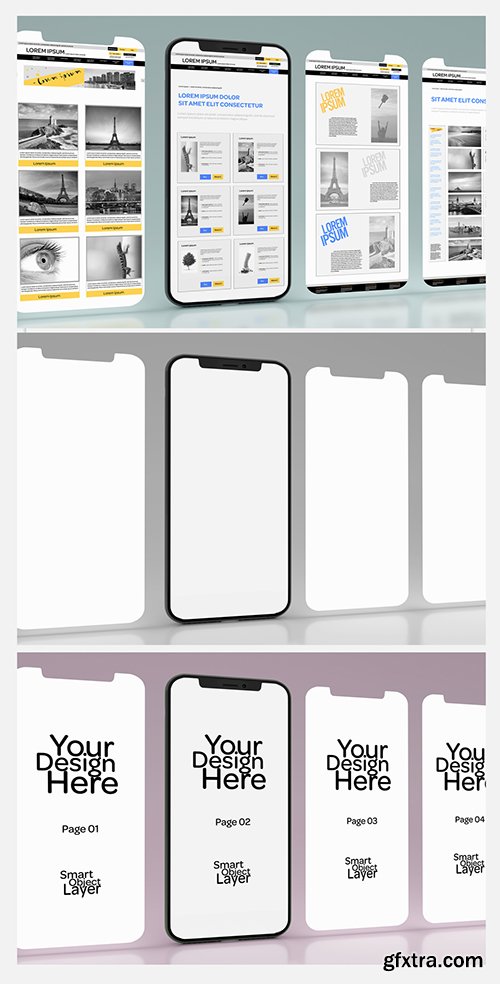 4 Web Pages on a Smartphone Mockup 260554567