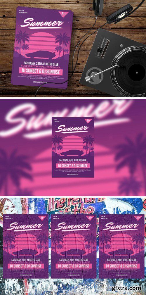 Retro Summer Party Flyer Template