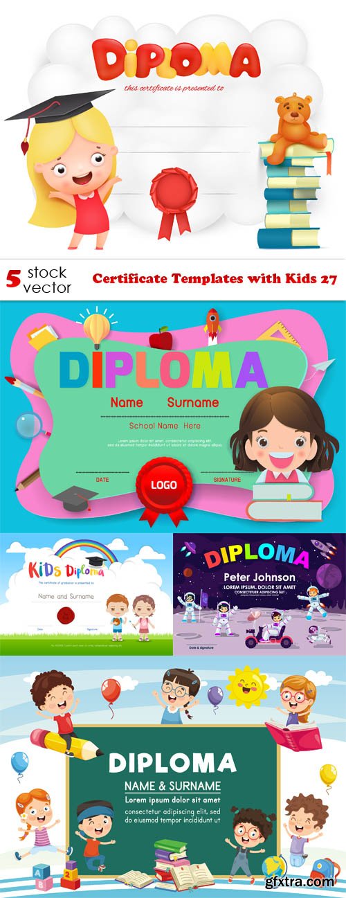 Vectors - Certificate Templates with Kids 27