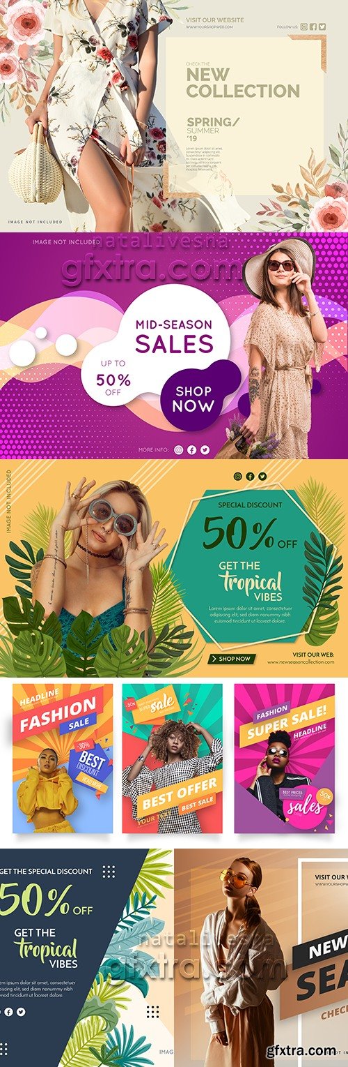 Seasonal discounts and sale vector template design