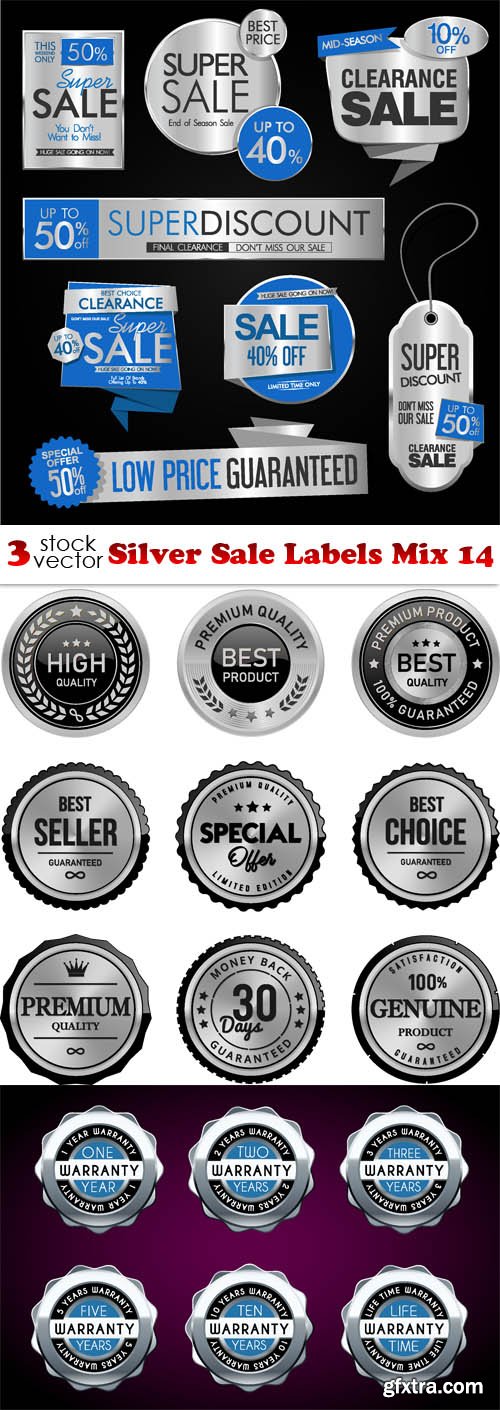 Vectors - Silver Sale Labels Mix 14