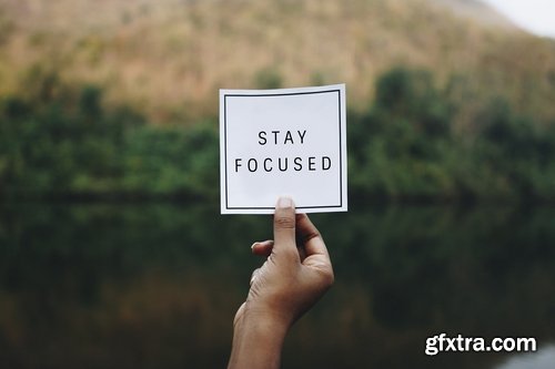 Stay Focused Text With Nature Background Mockup