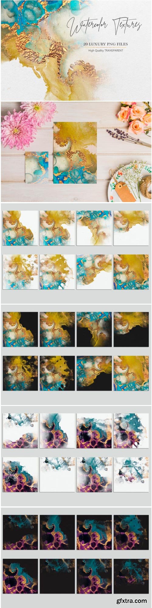 Watercolor PNG Gold Textures 1231446