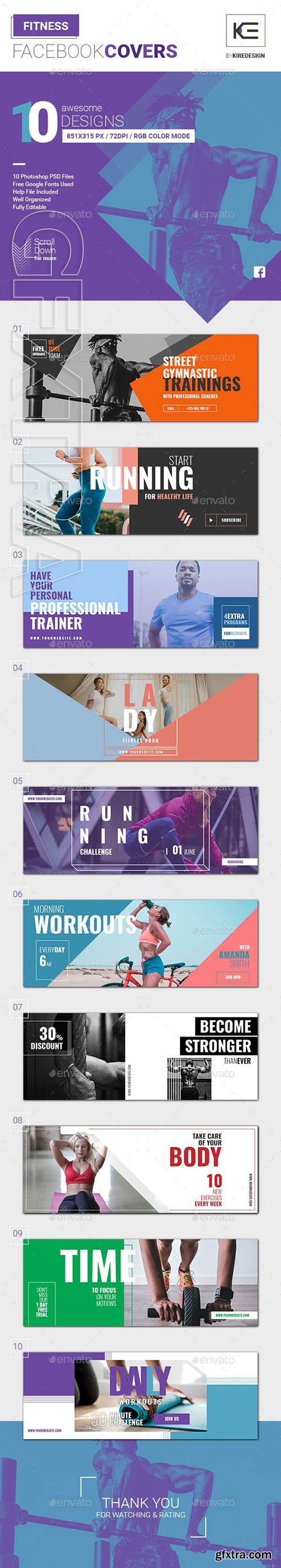 GraphicRiver - 10 Fitness Facebook Covers 23653922