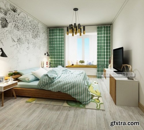 Modern Style Bedroom Interior Scene 04