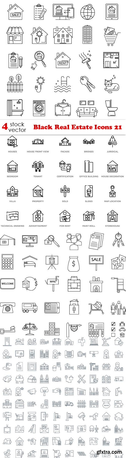 Vectors - Black Real Estate Icons 21