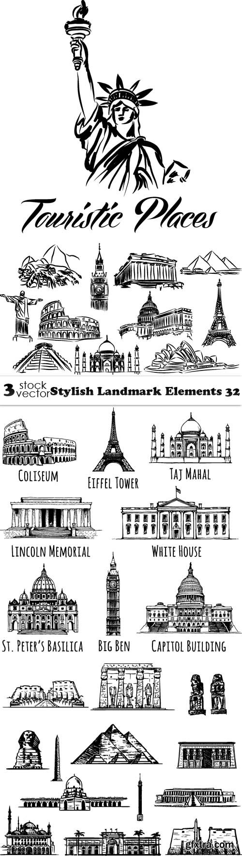 Vectors - Stylish Landmark Elements 32