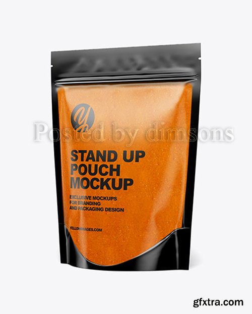 Glossy Transparent Stand-Up Pouch w/ Curry Sauce Mockup 41628