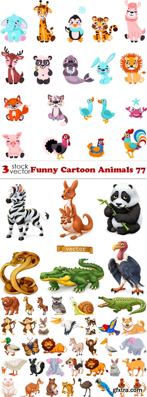 Vectors - Funny Cartoon Animals 77