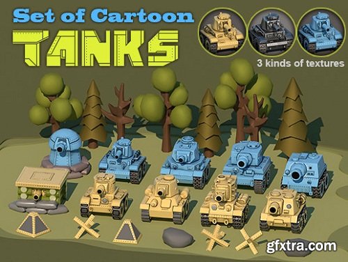 Set of Cartoon Tanks Unity Asset