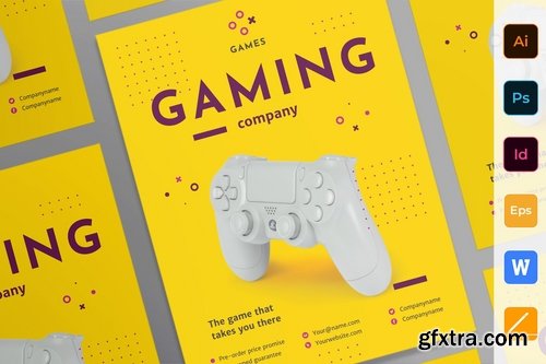 Gaming Company Poster Flyer Brochure Bifold Trifold Business Card
