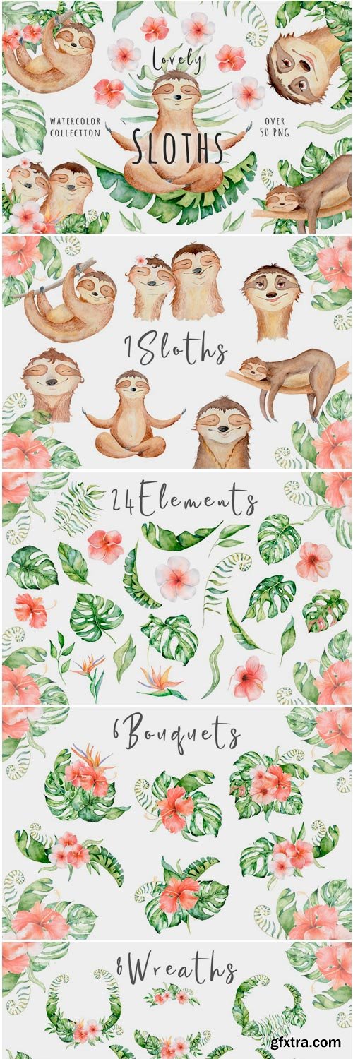 CM - Lovely Sloths Watercolor Set 3590977