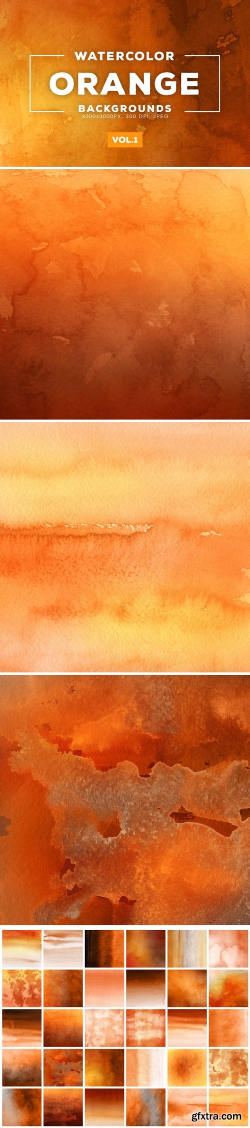 Orange Watercolor Backgrounds Vol.1