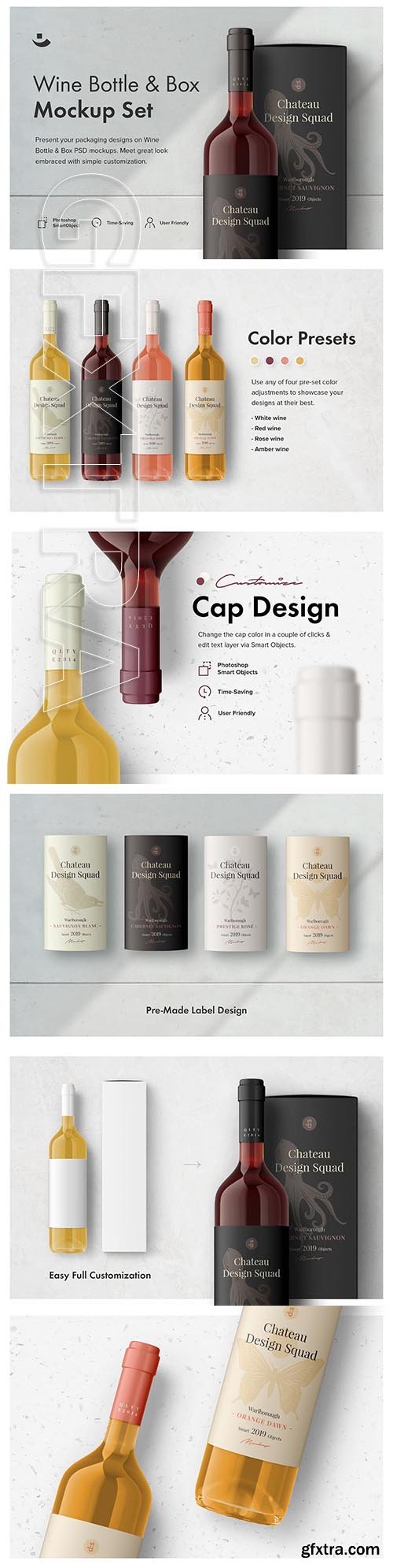 CreativeMarket - Essential Wine Bottle Mockup Set 3536440