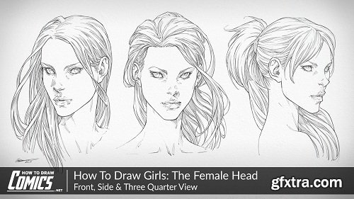 How To Draw Girls: Female Heads | Front, Side & Three Quarter View