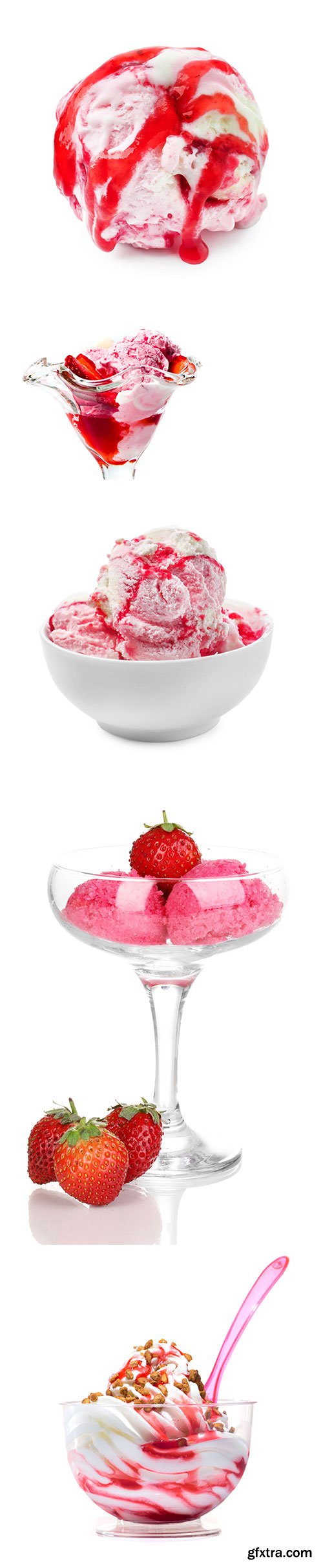 Photo - Tasty Raspberry Ice Cream Isolated - 5xJPGs