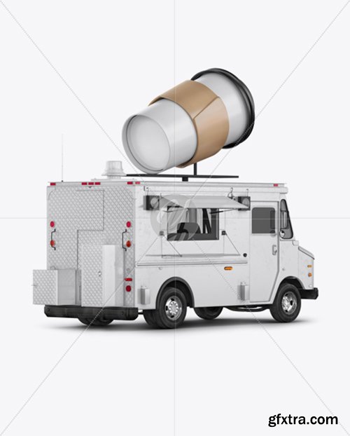 Foodtruck with Coffee Cup Mockup - Back Half Side View 36578
