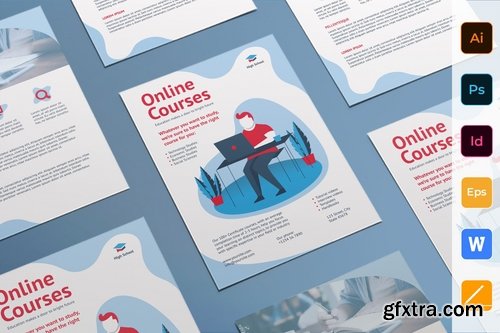 Online Courses Flyer Poster Business Card Trifold Bifold