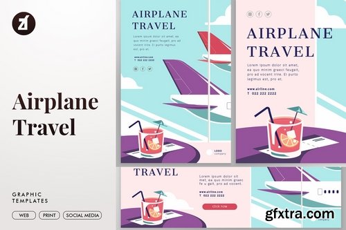 Airplane travel graphic templates