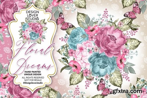 Floral Dreams design and digital paper pack
