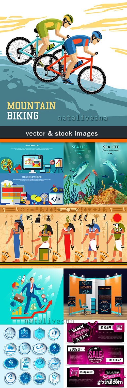 Vector illustrations on different subjects collection 36