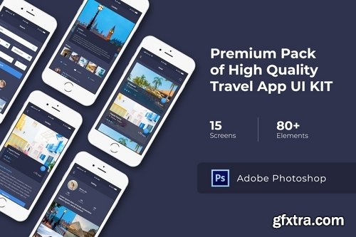 Travel App UI KIT for Photoshop Sketch and XD