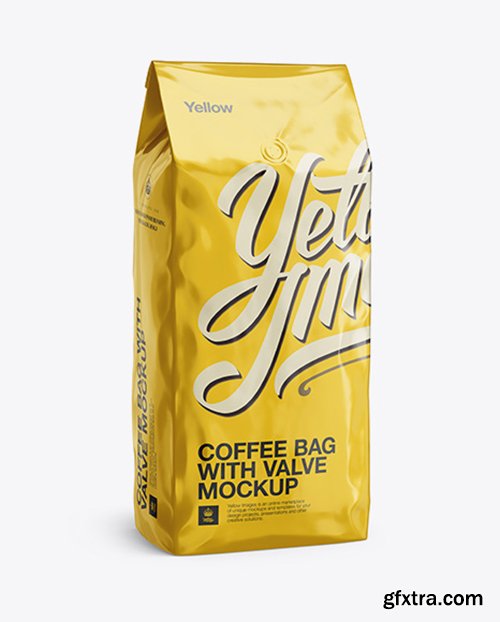 2,5 kg Foil Coffee Bag With Valve Mockup - Half-Turned View 12031