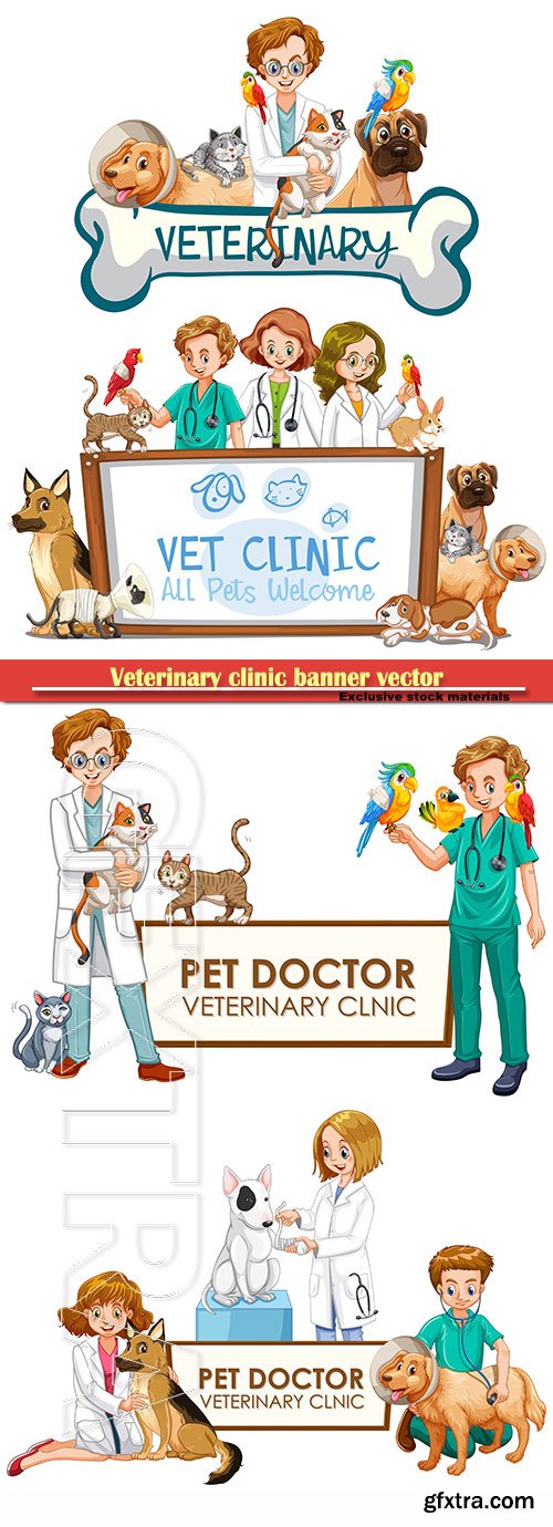 Veterinary clinic banner vector illustration