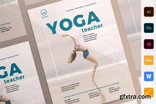 Yoga Instructor Poster Flyer Business Card Brochure Bifold Trifold