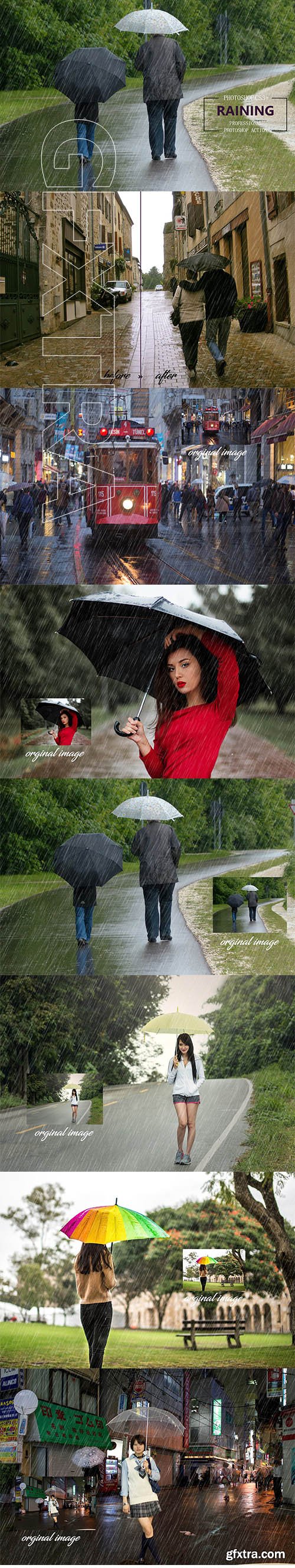 CreativeMarket - Raining Photoshop Action 3633384