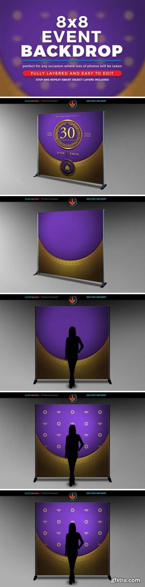 Gold and Violet Church Backdrop Template