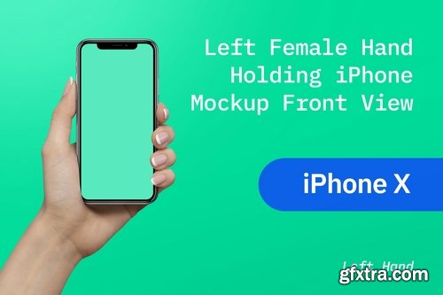 Left Hand Holding iPhone Mockup – Front View