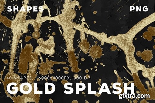 40 PNG Gold Paint Splashes